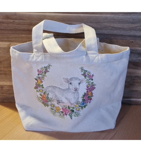 Tasche " Lamm mit Blumenkranz "