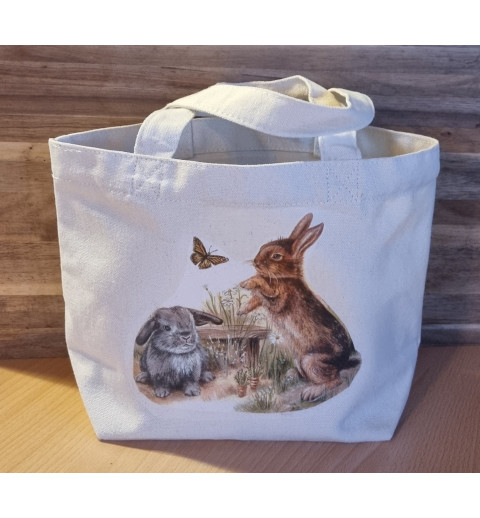 Tasche " Zwei Kaninchen und Schmetterling "