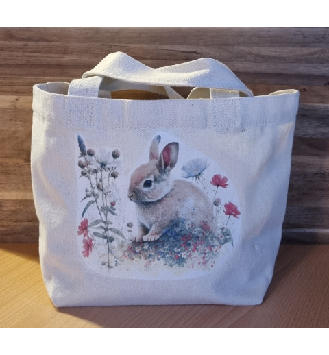 Tasche " Kaninchen mit Blumen pink"