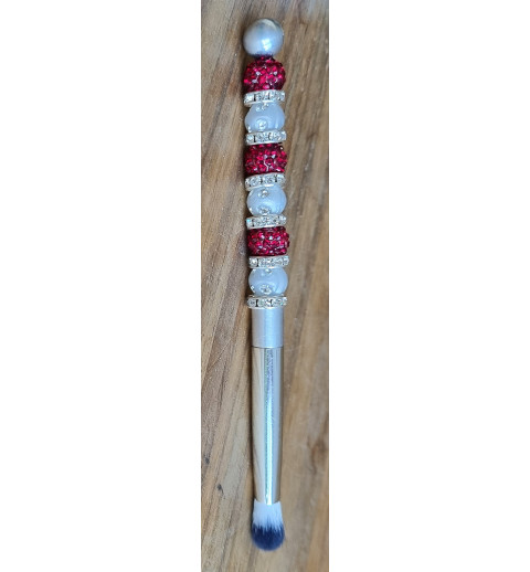 Kosmetik Pinsel klein und rund   bordeaux/weiss