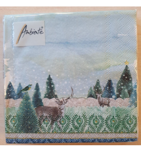 Servietten Winterwald mit Hirsch