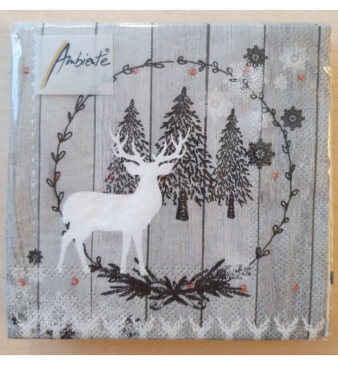 Serviette Hirsch weiss