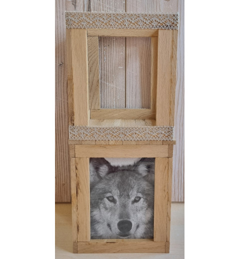 Klötzchen Doppel-Laterne Wolfskopf grau