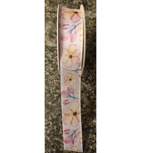 Dekoband Blumen pink/orange/gelb