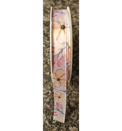Dekoband Blumen pink/orange/gelb