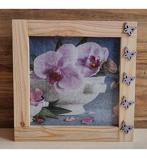 Led Lichterbox Orchidee/Spitzeband rosa