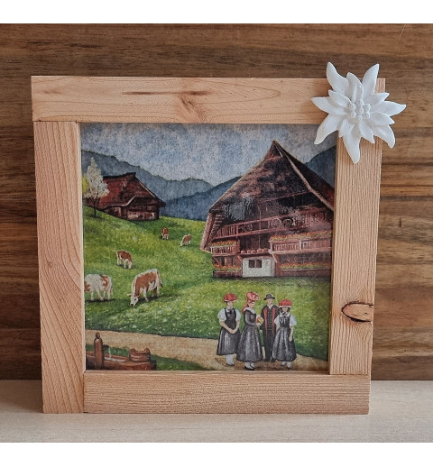 Led Lichterbox Bauernhaus/Dekoband Edelweiss grün