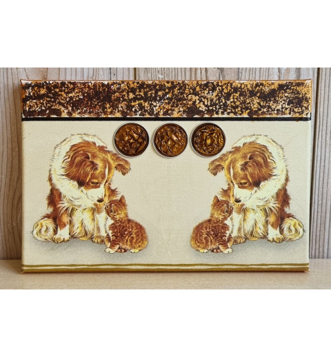 Bild " Hund und Katze " braun Töne