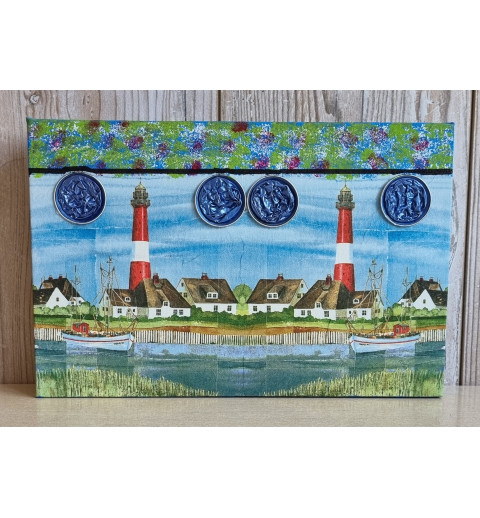 Bild " Leuchtturm " blau/grün Töne