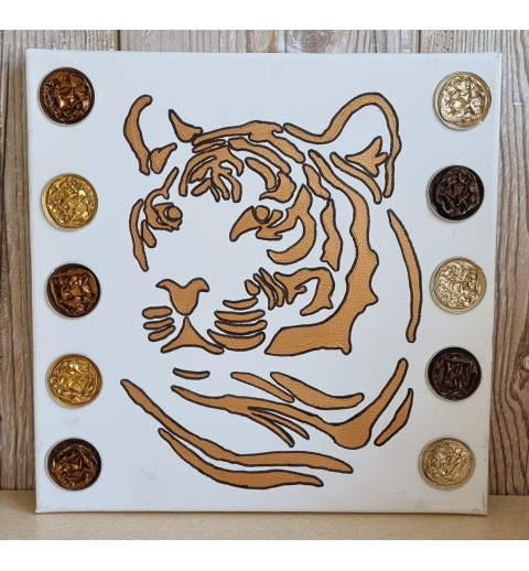 Bild " Tiger Kopf " bronze Töne