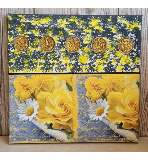 Bild " Blumen " gelb/grau Töne