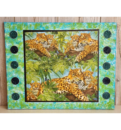 Bild " Leoparden " blau/grün Töne