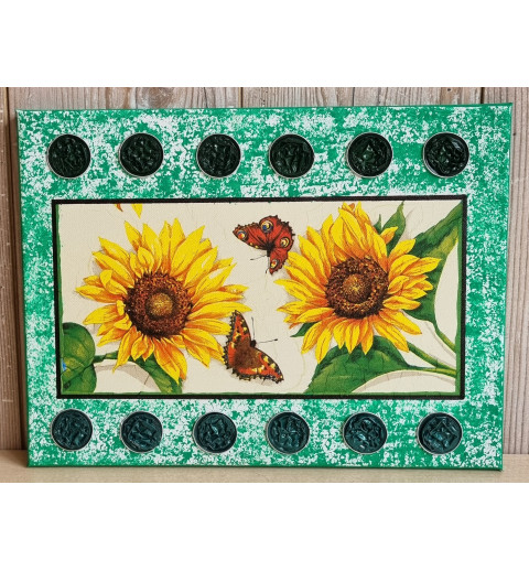Bild " Sonnenblumen " grün Töne