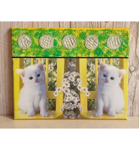 Bild " Katzen "  gelb/grün Töne