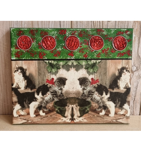 Bild " Katzen "  grün/rot Töne