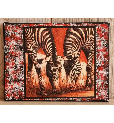 Bild " Zebras "  rot/schwarz Töne