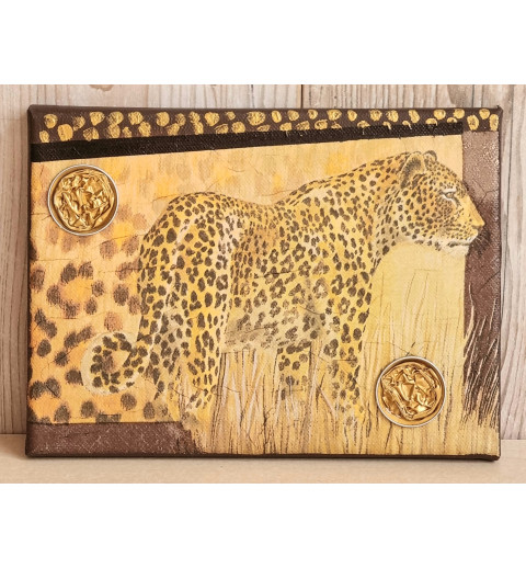 Bild " Leopard "  braun/gold Töne