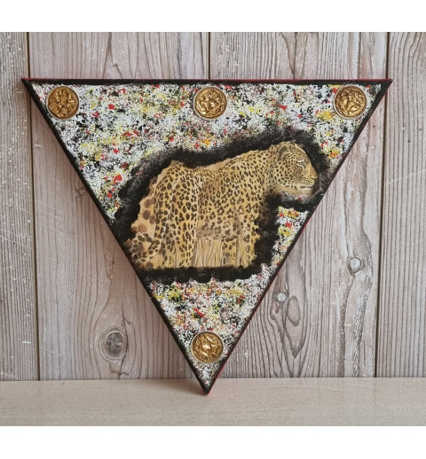 Bild " Leopard "  schwarz/rot/gelb Töne