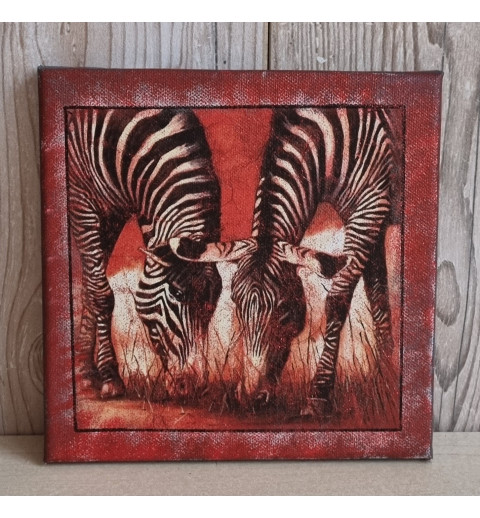 Bild " Zebras "  rot/grau Töne