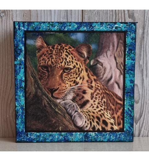 Bild " Leopard "  türkis/blau/grün Töne