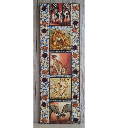 Bild " Verschiedene Wildtiere"  braun/blau/orange Töne