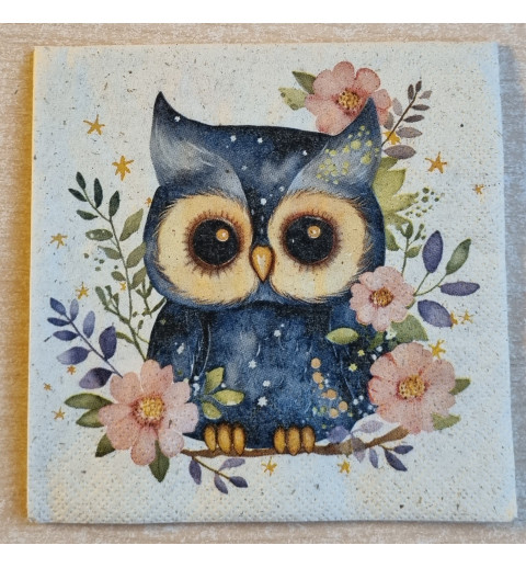 Serviette Eule/Blumen