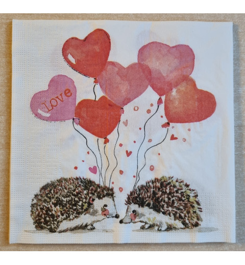 Serviette Igel/ Herz Ballons