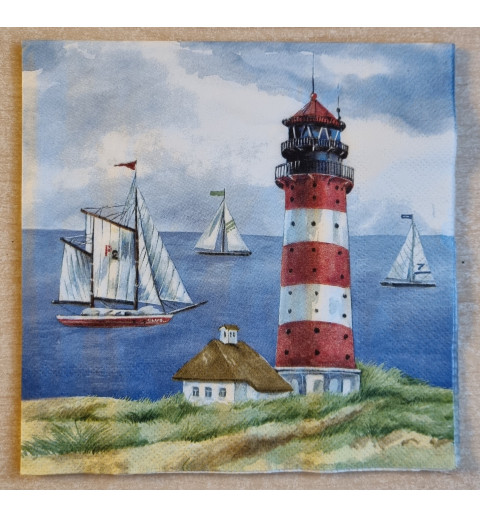 Serviette Leuchtturm/Segelboote