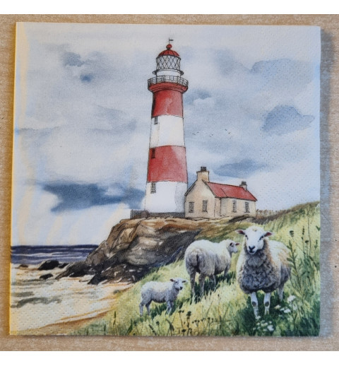 Serviette Leuchtturm/Schafe
