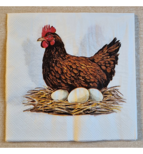 Serviette Henne im Nest/Eier