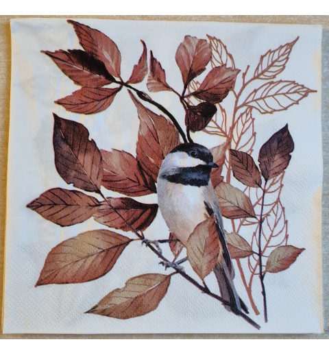 Serviette Sperling/Blätter braun