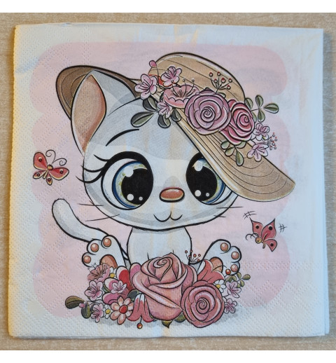 Serviette Katze/Hut