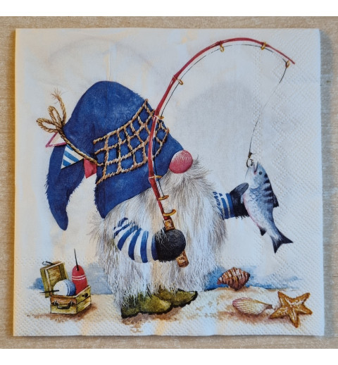 Serviette Fischender Wichtel