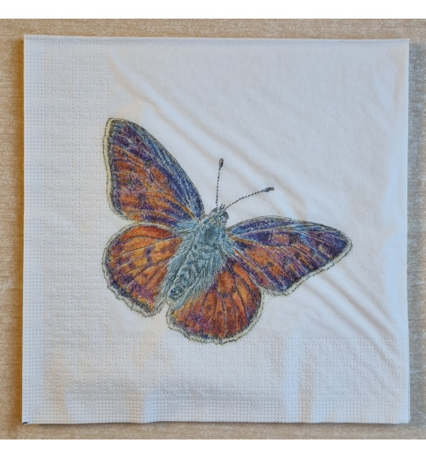 Serviette Schmetterling orange/blau