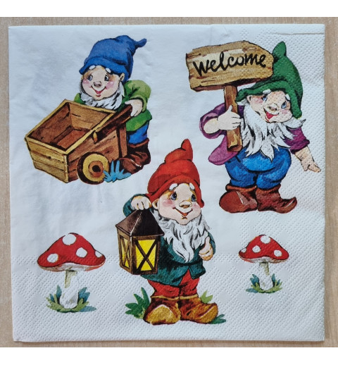 Serviette Gartenzwerge