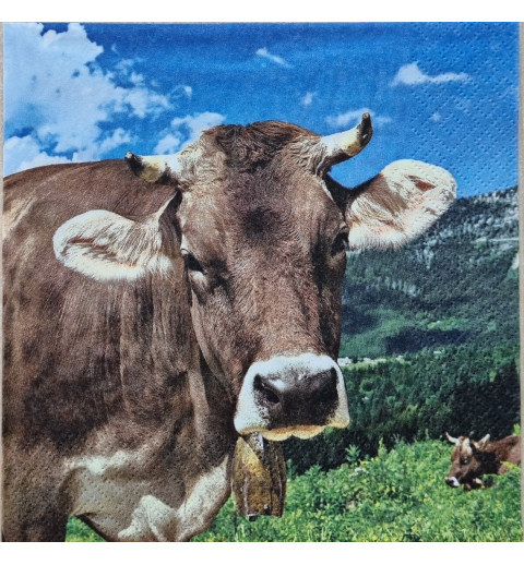 Serviette Kuh blau/grün