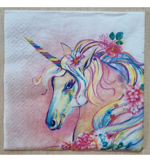 Serviette Einhorn regenbogen farbig