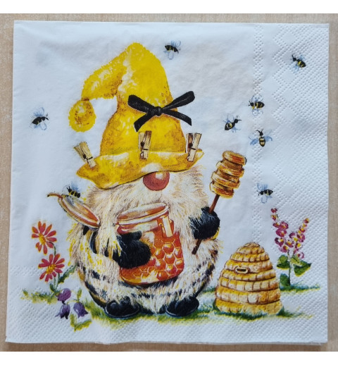 Serviette Wichtel/Bienen
