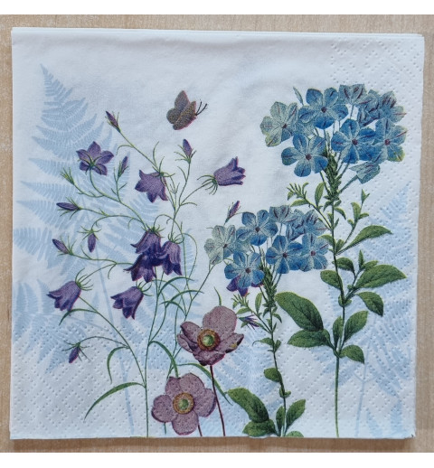 Serviette Blumen blau/violette