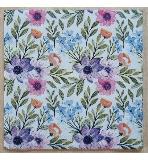 Serviette Blumen pink/rosa/violette