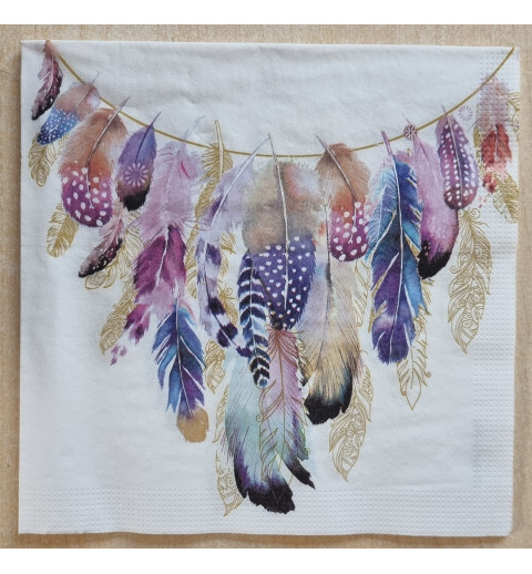 Serviette Bunte Federn