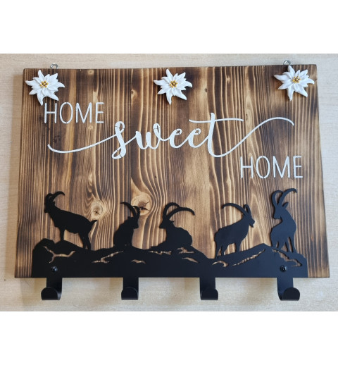Garderobe Steinböcke geflammt "Home sweet Home"