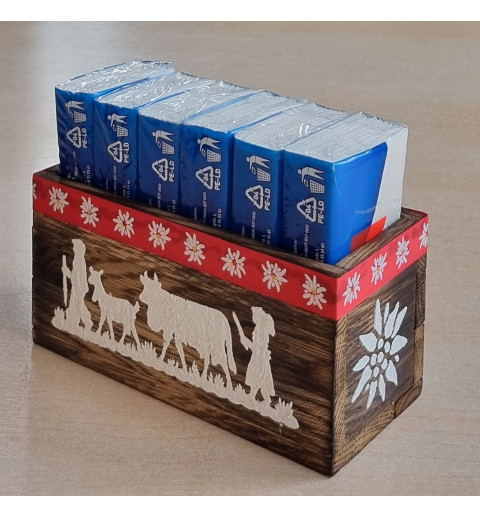 Taschentuch Böxli geflammt Alpaufzug/Band Edelweiss rot