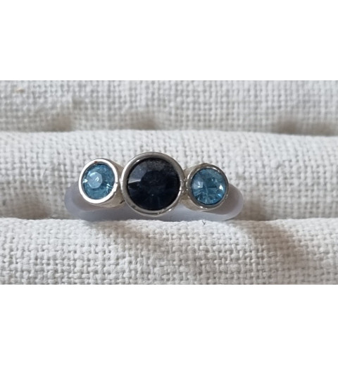 Ring mit Swarovski Steinen türkis/hellgrau