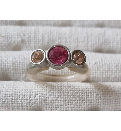 Ring mit Swarovski Steinen rosa/transparent