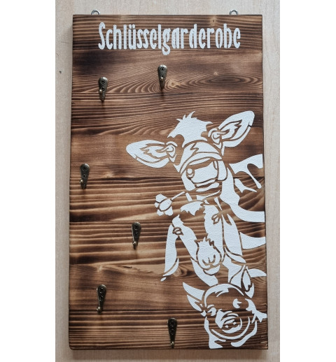 Schlüsselgarderobe " Bauernhoftiere " geflammt