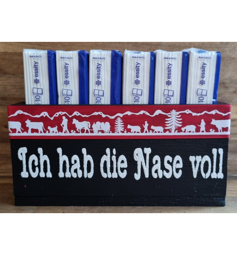 Taschentuch Böxli " Nase voll " schwarz