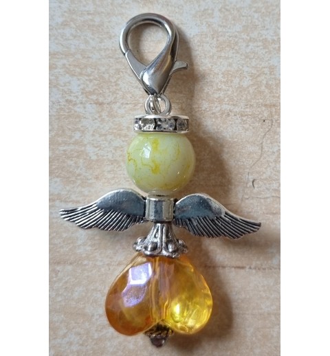 Herz Perlen Engel transparent/gelb