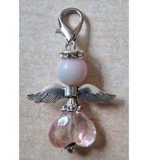 Herz Perlen Engel transparent/blass rosa