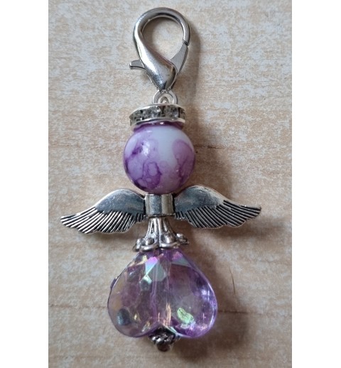 Herz Perlen Engel transparent/flieder